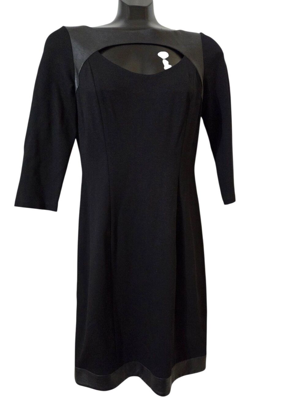 Teri Jon Sportswear Faux Leather Detail Little Black Dress Women's 8 I14.2